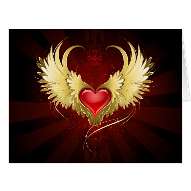 Red Heart with Golden Wings (Front Horizontal)