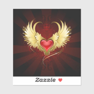 Red Heart with Golden Wings