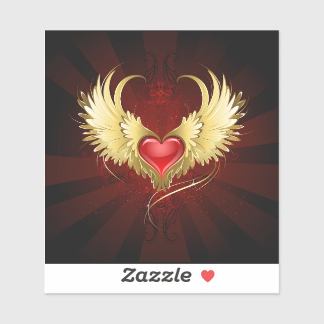 Red Heart with Golden Wings (Sheet)