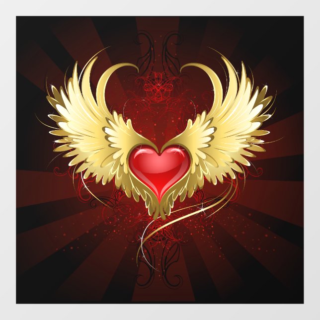 Red Heart with Golden Wings (Sheet)