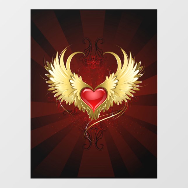 Red Heart with Golden Wings (Sheet)