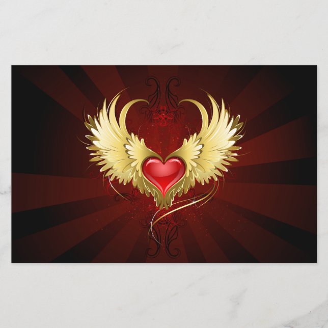 Red Heart with Golden Wings (Front)