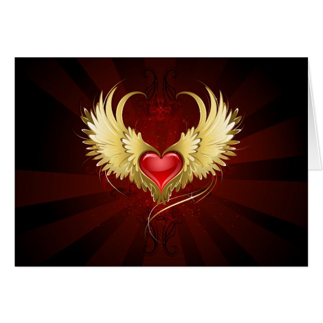 Red Heart with Golden Wings (Front Horizontal)