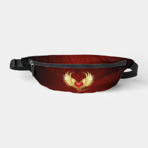 Red Heart with Golden Wings Bum Bags