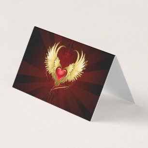 Red Heart with Golden Wings Business Card