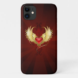 Red Heart with Golden Wings iPhone 11 Case