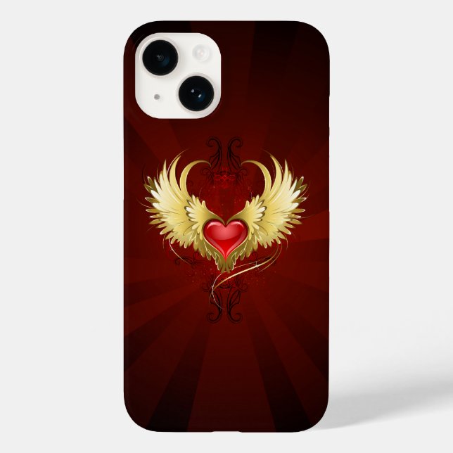 Red Heart with Golden Wings Case-Mate iPhone Case (Back)