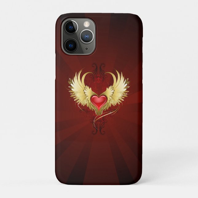Red Heart with Golden Wings Case-Mate iPhone Case (Back)