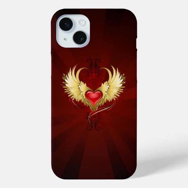 Red Heart with Golden Wings Case-Mate iPhone Case (Back)