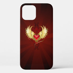 Red Heart with Golden Wings iPhone 12 Pro Case