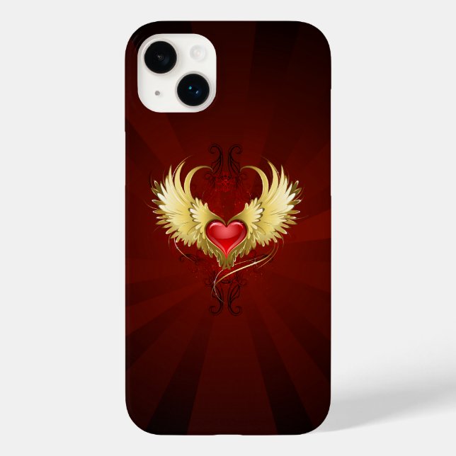 Red Heart with Golden Wings Case-Mate iPhone Case (Back)