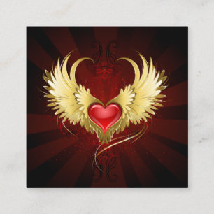 Red Heart with Golden Wings Discount Card