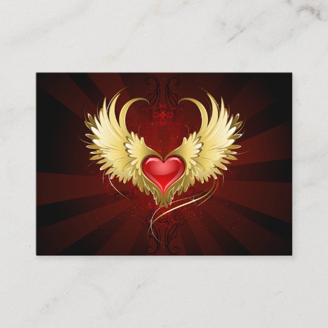 Red Heart with Golden Wings Discount Card (Front)
