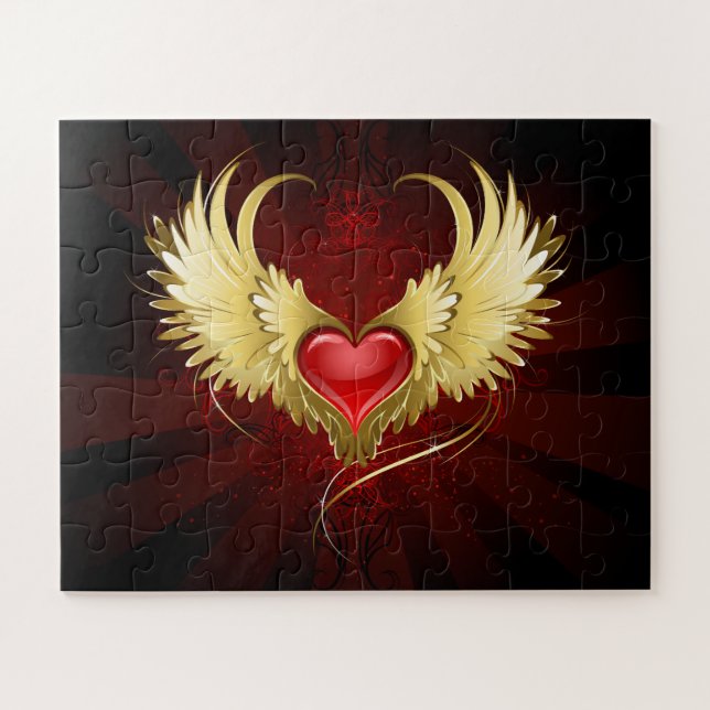 Red Heart with Golden Wings Jigsaw Puzzle (Horizontal)