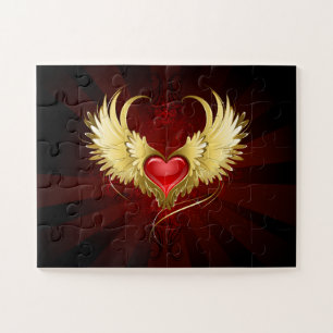 Red Heart with Golden Wings Jigsaw Puzzle
