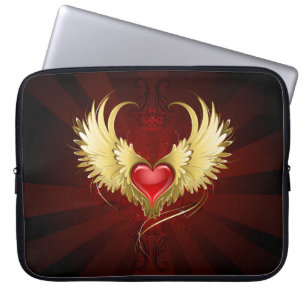 Red Heart with Golden Wings Laptop Sleeve