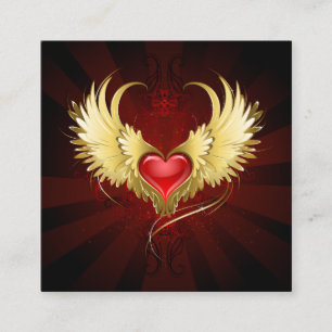 Red Heart with Golden Wings Loyalty Card