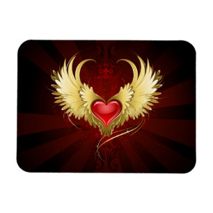 Red Heart with Golden Wings Magnet