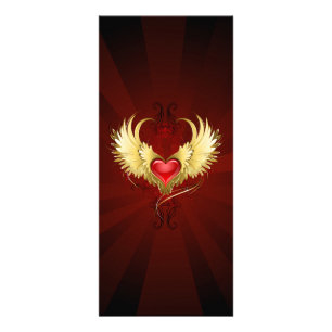 Red Heart with Golden Wings Rack Card