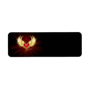 Red Heart with Golden Wings Return Address Label