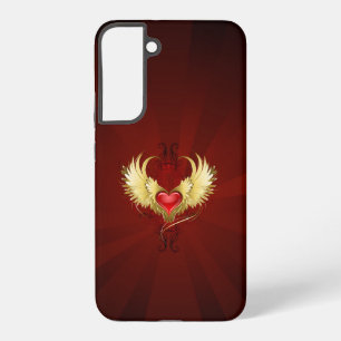 Red Heart with Golden Wings Samsung Galaxy Case