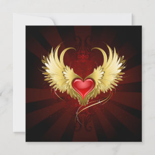 Red Heart with Golden Wings Save The Date