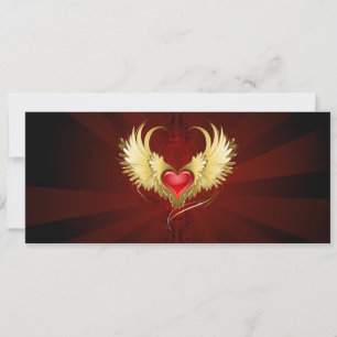 Red Heart with Golden Wings Save The Date