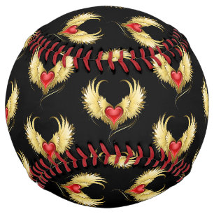 Red Heart with Golden Wings Softball