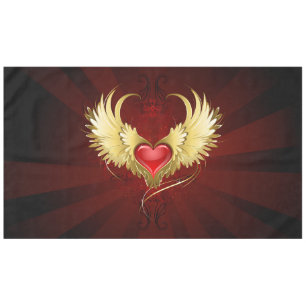 Red Heart with Golden Wings Tablecloth