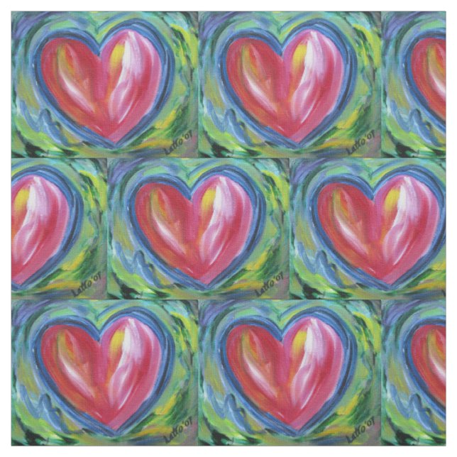 Red Heart with Hope Custom Fabric Art Material (Swatch)
