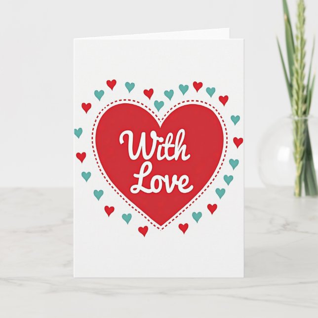 Red Heart With Love Card (Front)