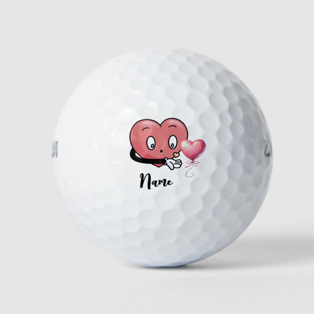 Red Heart with Love for Valentine's Day for Golfer Golf Balls (Front)