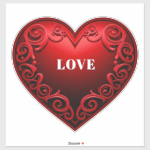 Red Heart With Ornate Swirl Border 