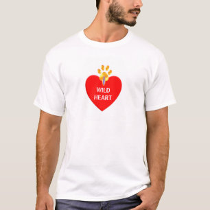 Red heart with paw and calligraphy T-Shirt
