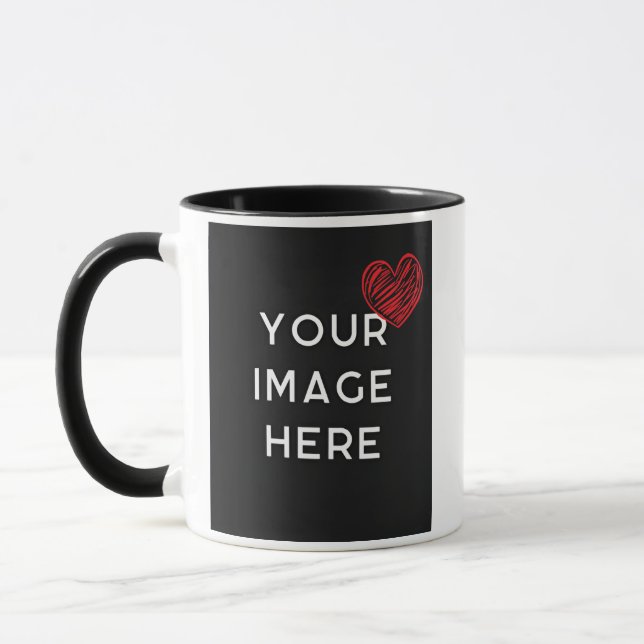 Red heart with personalise image mug (Left)