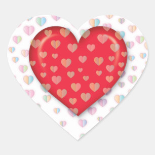 Red heart with speckels pattern classic round stic sticker