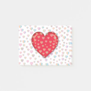 red heart with speckels pattern post-it notes