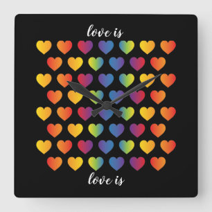 red heart with speckels pattern square wall clock