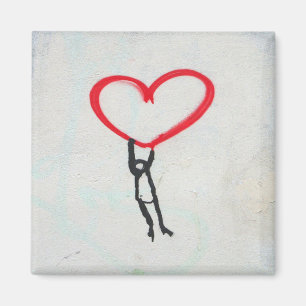Red heart with stick figure,living on All you need Magnet