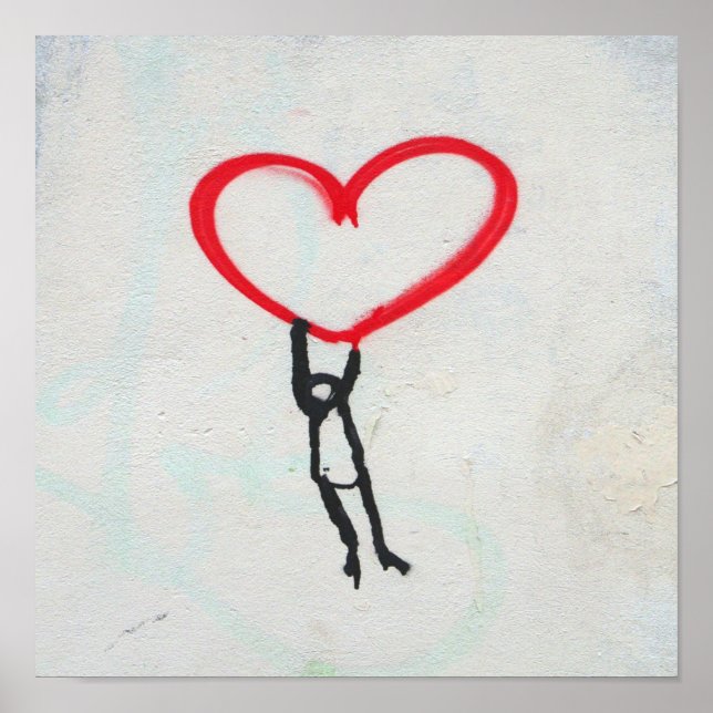 Red heart with stick figure,living on All you need Poster (Front)