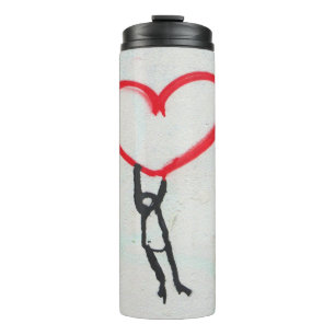 Red heart with stick figure,living on All you need Thermal Tumbler