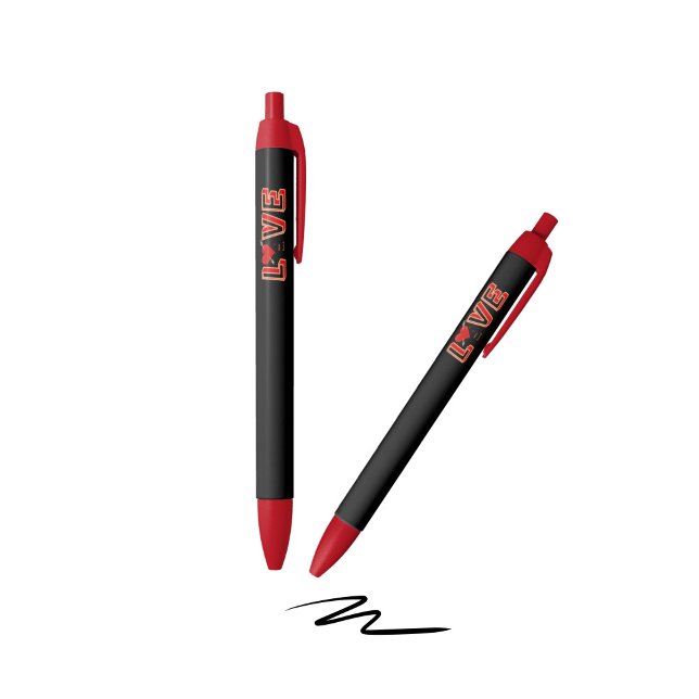 Red heart with text LOVE Black Ink Pen (Creator Uploaded)