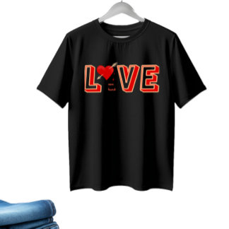 Red heart with text Love T-Shirt