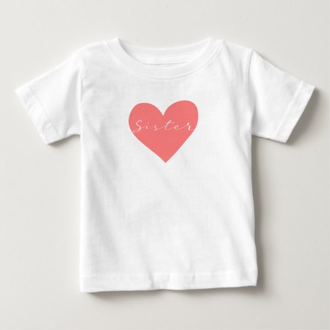 Red heart with text Sister Baby T-Shirt (Front)