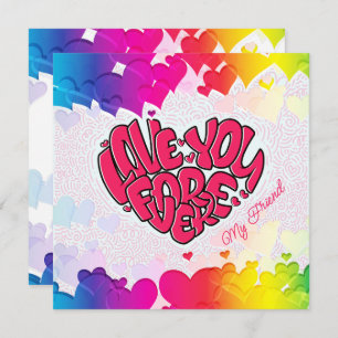 Red Heart with word Love You Forever Valentine's Holiday Card