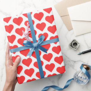 Red Heart Wrapping Paper - Romantic Gift Wrap