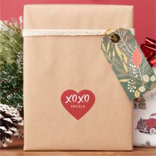 Red Heart XOXO Script Personalised  Sticker