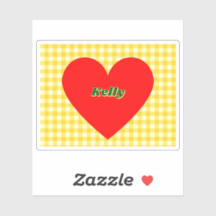 Red Heart Yellow Gingham Valentine's Day