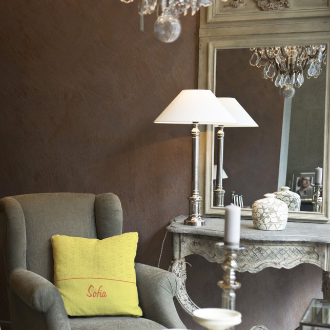 Red heart yellow pattern  cushion (Creator Uploaded)