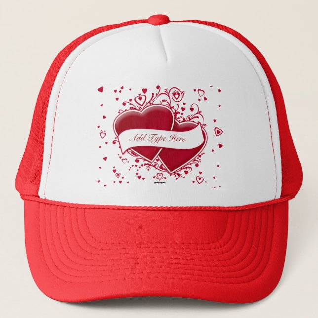 Red Hearts -  Add Type Trucker Hat (Front)